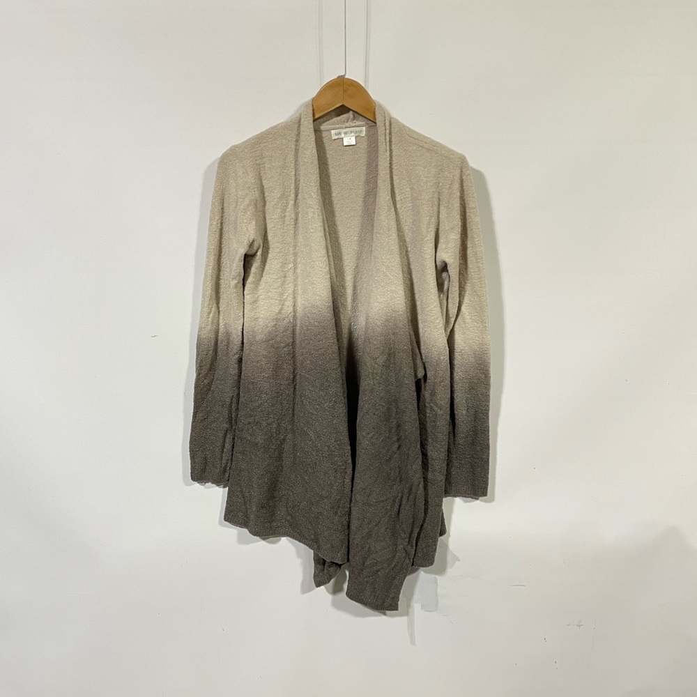 Barefoot Dreams Cream and Brown Draped Cardigan